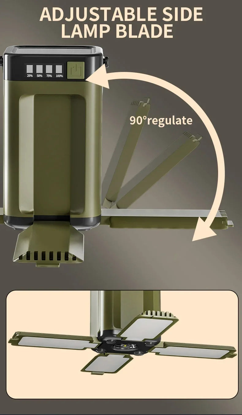 2000mAh Solar Camping Light Foldable Portable Tent Light with Intelligent Display Outdoor Hanging Light