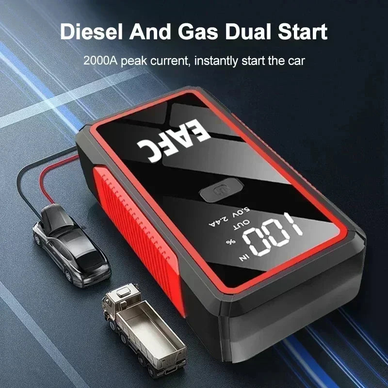 Hot 2000A/1200A Portable Car Jump Starter Power Bank Car Booster Charger 12V Starting Device Petrol Diesel Car Emergency Booster