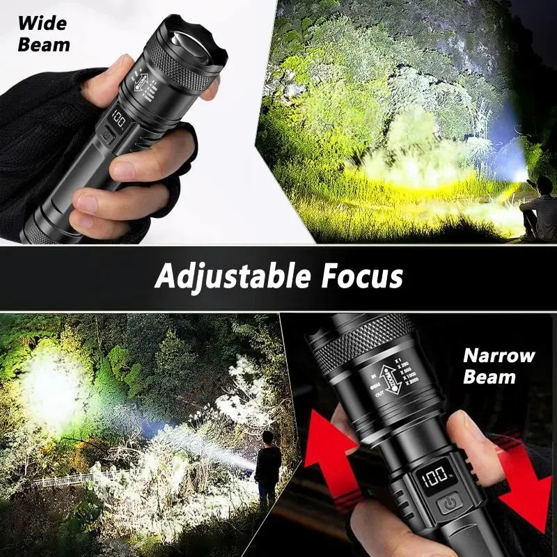 2000LM Ultra Bright P50 LED Flashlight Tactical EDC Emergency Spotlight Telescopic ZoomHandheld Torch  w/ 14500/18650 Battery