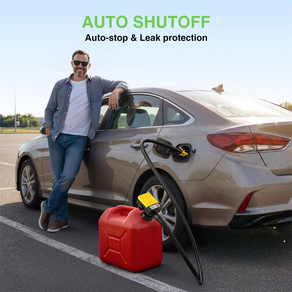 Taskstar Electric Fuel Transfer Oil Pump Electric Suction Fuel Pump Auto-stop Sensor Leak Protection 51"Hose Gasoline Diesel