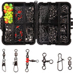 140pcs/box Fishing Swivel Snaps Kit - Ball Bearing Swivels, Triple Swivel Connectors, and Barrel Snap Clips