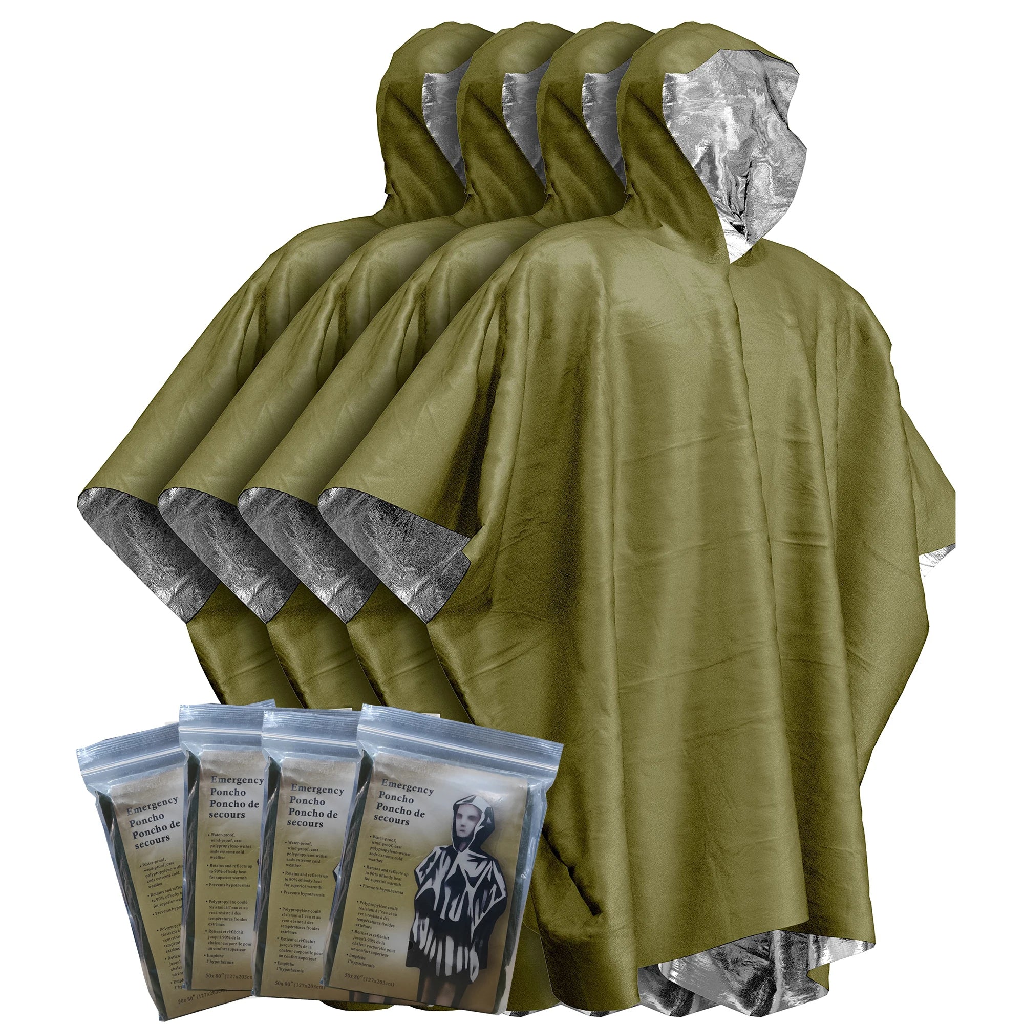Emergency Rain Poncho with Hood - Water-Resistant & Thermal Mylar Lined, Survival Blankets for Outdoors, Camping Gear