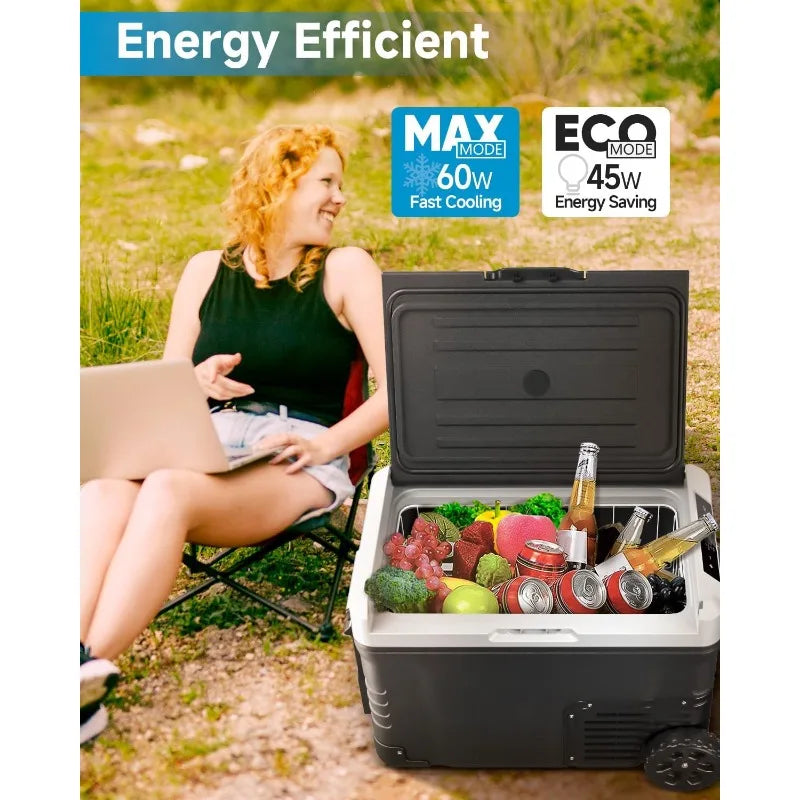 Car Fridge Portable 12 Volt Refrigerator - 53 Quart(50L) Electric Cooler with 12/24V DC&110-240V AC for Truck Van RV Camper SUV