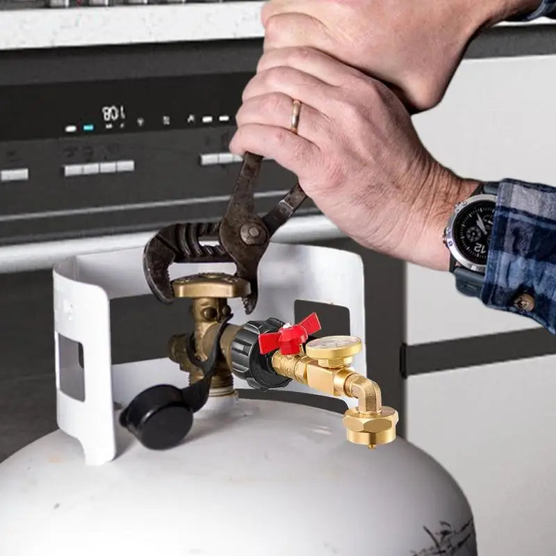 Propane Refill Elbow Adapter Tank Gauge Solid Brass Propane Filler Adapter 1 Pound With Propane Tank Gauge Propane Refill