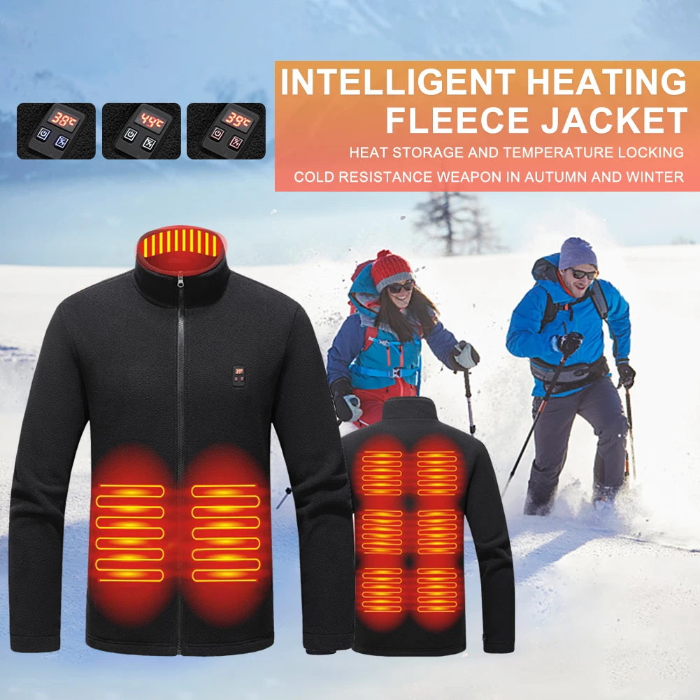 9 Heated Area Heated Jacket USB Charging Heated Insulated Jackets Waterproof Heated Zip Up Coat 3 Gear Temperature for Men Women
