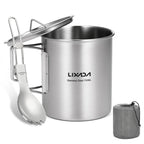 LIXADA Portable 750ml Stainless Steel Pot Water Mug Cup with Lid and Foldable Handle Outdoor Camping Cooking Picnic Drinkingware