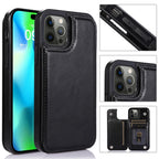 Wallet Double Button With Card Slot Stand Flip Leather Case For iPhone 16e 16 Pro Max 15 Plus 14 13 12 Mini 11 SE3 SE2 X XR 8 7
