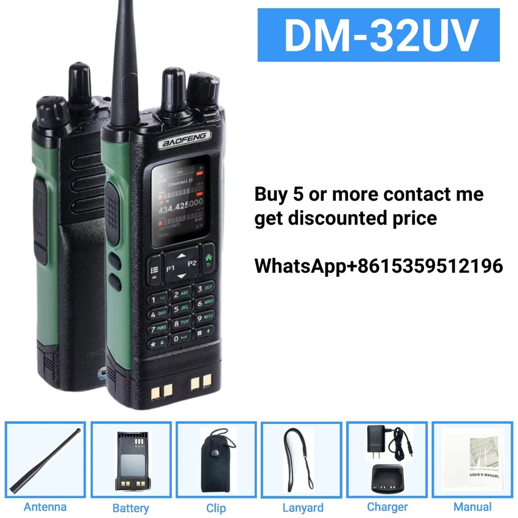 DMR GPS 10W DM-32UV BAOFENG DM32 Walkie Talkie Multi Band TDMR Dual Time Slot Wireless Copy Frequency Type-C AM/FM Two Way Radio
