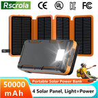 Portable Solar Power Bank,50000mAh External Solar Power Supply,Compatible with IOS Android USB-A And USB-C Charging Outdoor Camp