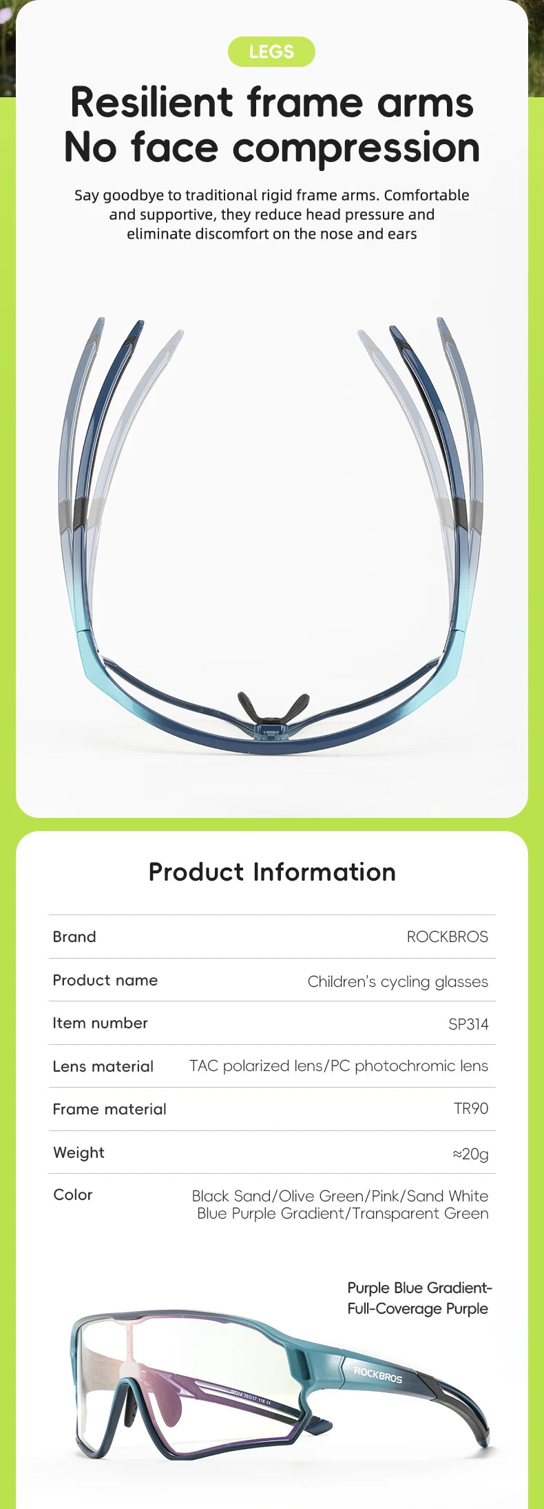 ROCKBROS Sunglasses Kids Girls Boys Polarized/Photochromic Goggles Children Glasses UV Protection Eyeglasses Eyewear