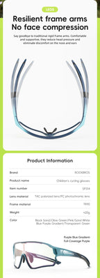 ROCKBROS Sunglasses Kids Girls Boys Polarized/Photochromic Goggles Children Glasses UV Protection Eyeglasses Eyewear