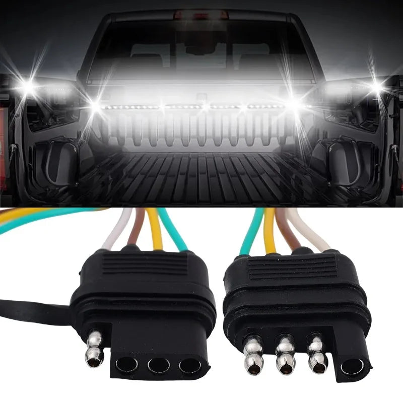 Trailer Light Wiring Harness 4 Pin Flat Y Splitter Extension Cable Adapter Connector For RV Truck Boat Tailgate Bar Towing Part