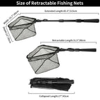 Fishing Landing Net Aluminum Alloy Durable Telescoping Extend to 190cm/130cm/55cm Folding Mesh Safe Fish Catching Releasing