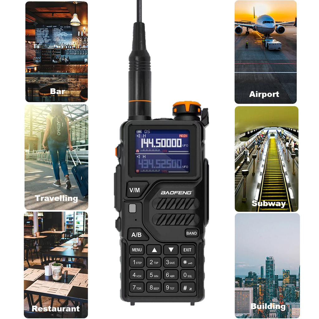 2PCS Baofeng K5 Plus 10-Watt 136-174/220-260/400-480MHz Type-C 2500mAh Battery 999CH