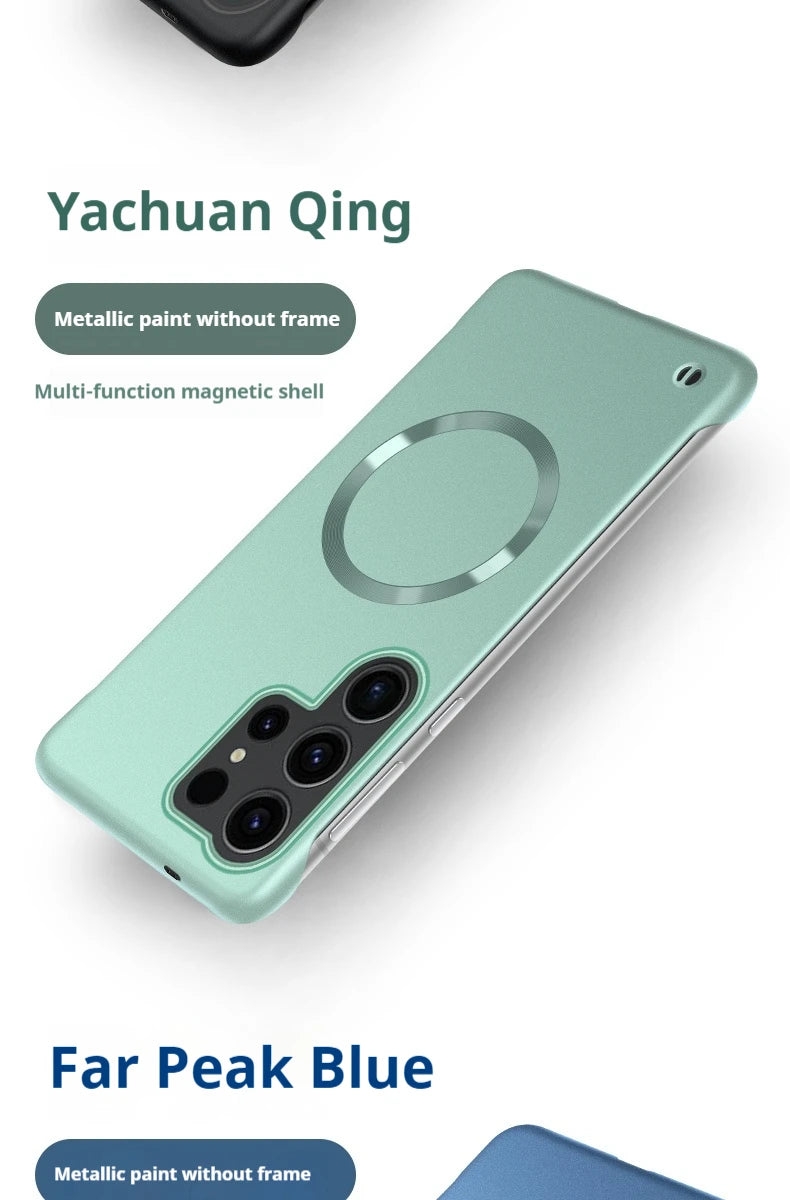 Thin Metallic Paint PC For Magsafe Magnetic Case For Samsung Galaxy S25Ultra S25 S24 S23 S22 Plus Ultra Borderless Cooling Cover