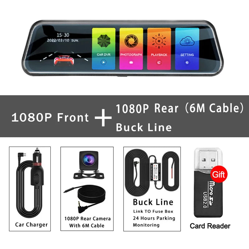 Mirror Camera for Car Touch Screen Video Recorder Rearview mirror Dash Cam Front and Rear Camera Mirror DVR Black Box