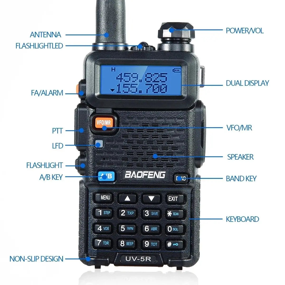 Baofeng UV-5R 8W Walkie Talkie Portable Tri-Power Two Way Radio Communication VHF UHF Receiver Long Range Headset For Camping