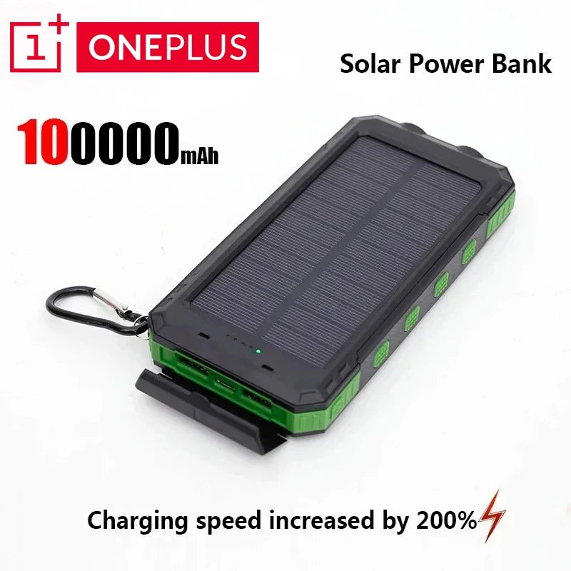 OnePlus Solar Power Bank 200000mAh Large Capacity Fast Charging External Battery with SOS Emergency Power for IPhone Samsung