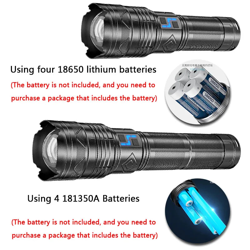 New upgrade GT61 High Power Led Flashlights Super Bright Spotlight Tactical flashlight Zoomable Outdoor Emergency Camping Torch