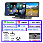 Podofo 10.26" Dash Cam 4K Rearview Camera Wireless Carplay Android Auto GPS with Voice Control Dashboard DVR Car Monitor