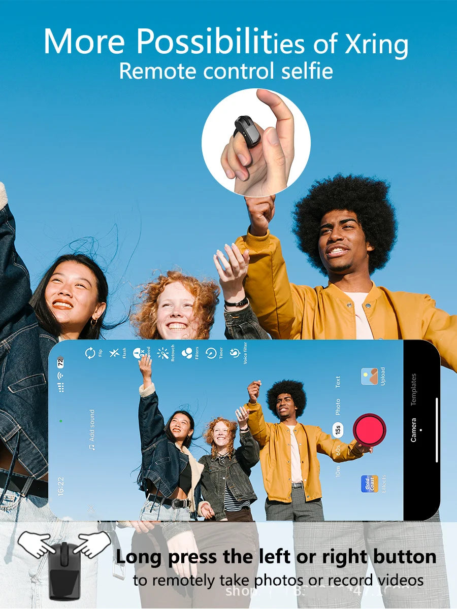 Ring Mouse Rechargeable Mini Light Weight Bluetooth 2.4G Dual-mode Wide Compatible Remote Control Selfie Scan Short Video Speech