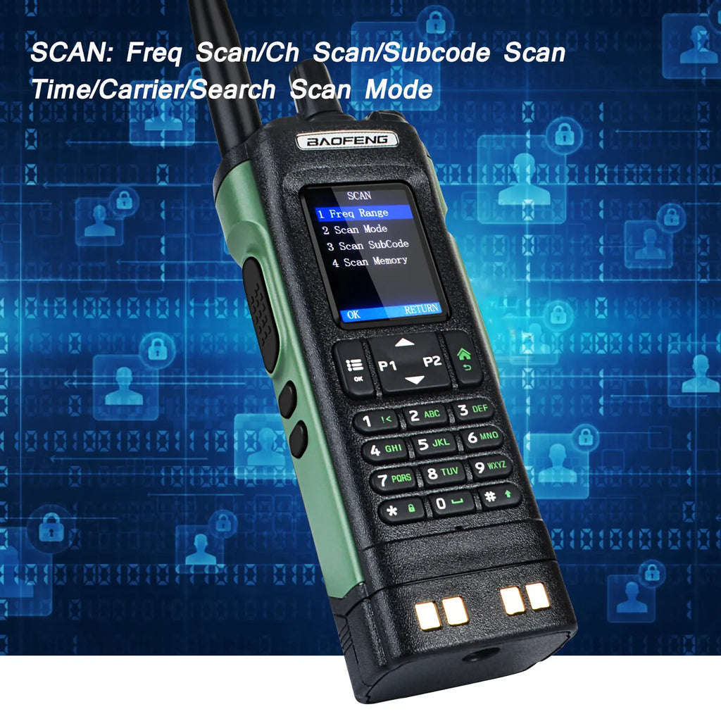 Walkie Talkie Baofeng UV-32 Air Band 10W GPS Amateur FM Two Way Radio with 2.0" HD Screen and 2200mah USB-C Charging Battery