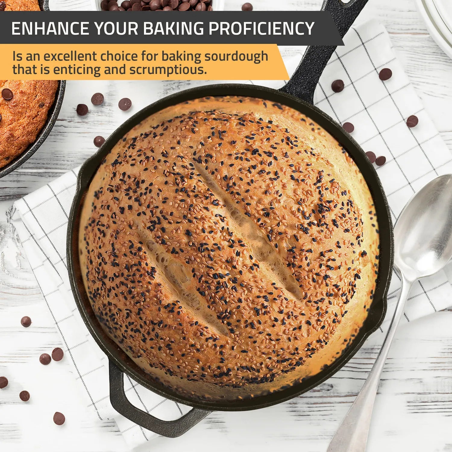 10" Pre-Seasoned Cast Iron Skillet With Pouring Lip For Cooking Bake Cake Barbecue Non-Stick Pan Heavy Duty Frying Pan Oven Safe