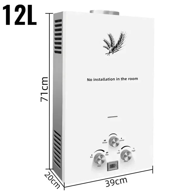 VEVOR 6L 8L 10L 12L 16L 18L LPG Portable Instand Water Heater Propane Gas LPG Wall-Mounted Tankless Water Heater Digital Display