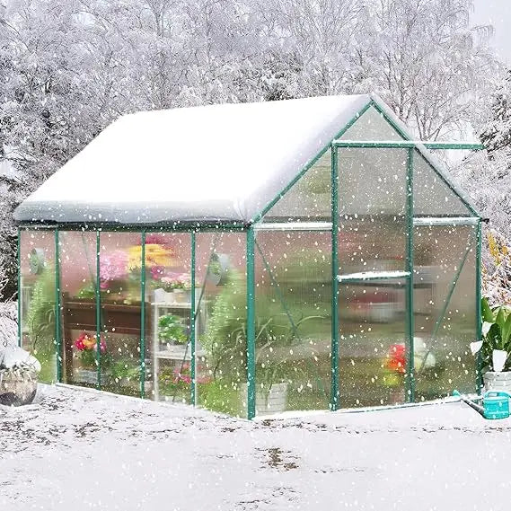 Greenhouse Kit, 10x6 FT Heavy Duty Outdoors Durable Green House with Double Vent Window Lockable Door, Twin-Wall P