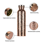 800ML Copper Sports Water Bottle Hammer Pattern Large Capacity Leakproof Cycling Gym Fitness Electroplating Drinking Cup 2025