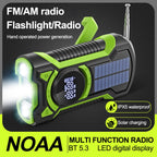 Solar Emergency Weather Radio 5000mAh Hand Crank AM/FM/NOAA Portable Emergency Radio Bluetooth5.3 SOS Alarm for Outdoor Survival