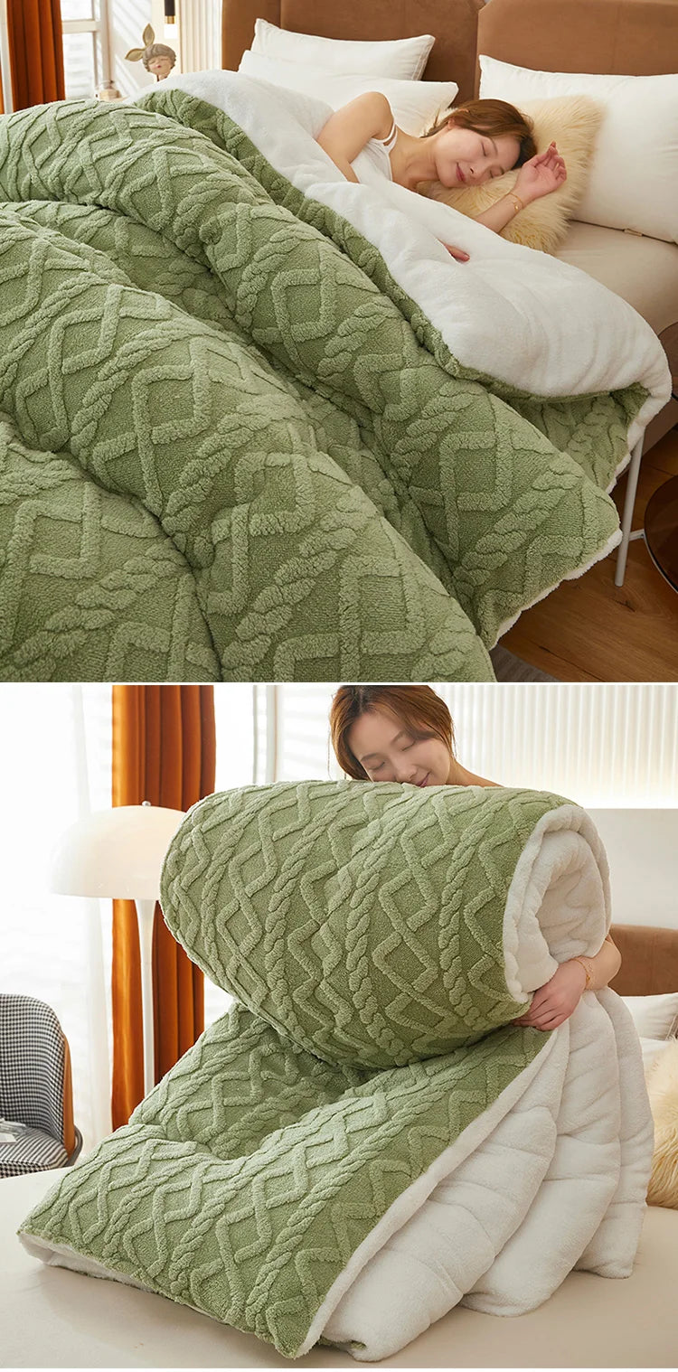 New Super Thick Winter Warm Blanket for Bed Artificial Lamb Cashmere Weighted Blankets Soft Comfortable Warmth Quilt Comforter