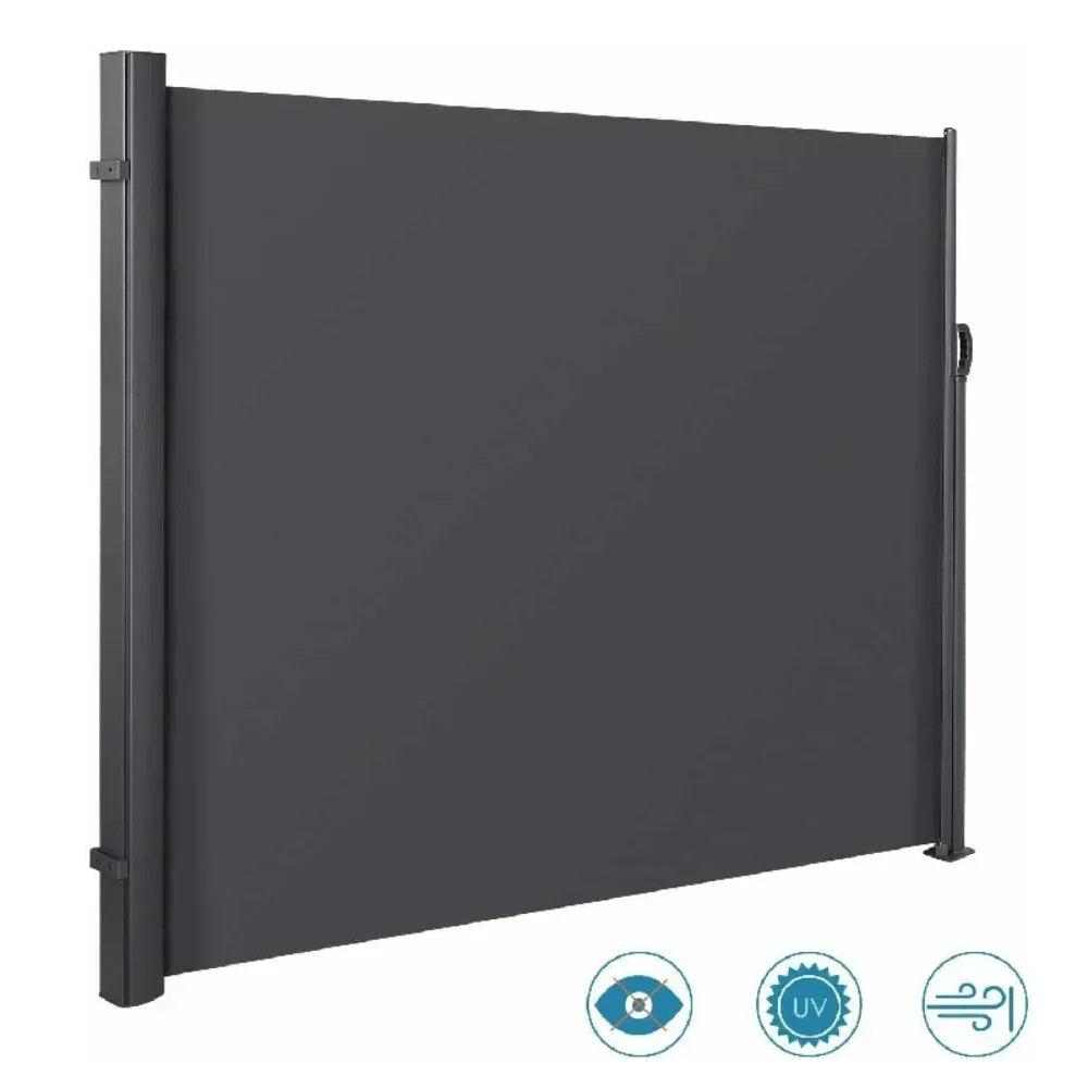 Retractable Side Awning, UV 50+ Full Aluminum Rust-Proof Patio Sunshine Screen, 280 g Thicken Privacy Divider & Wind Screen