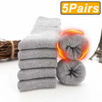 5 Pairs Winter Warm Men’s Socks thick Male Women Socks Super Thicker Solid Socks Winter Socks Against Cold Snow Terry Socks