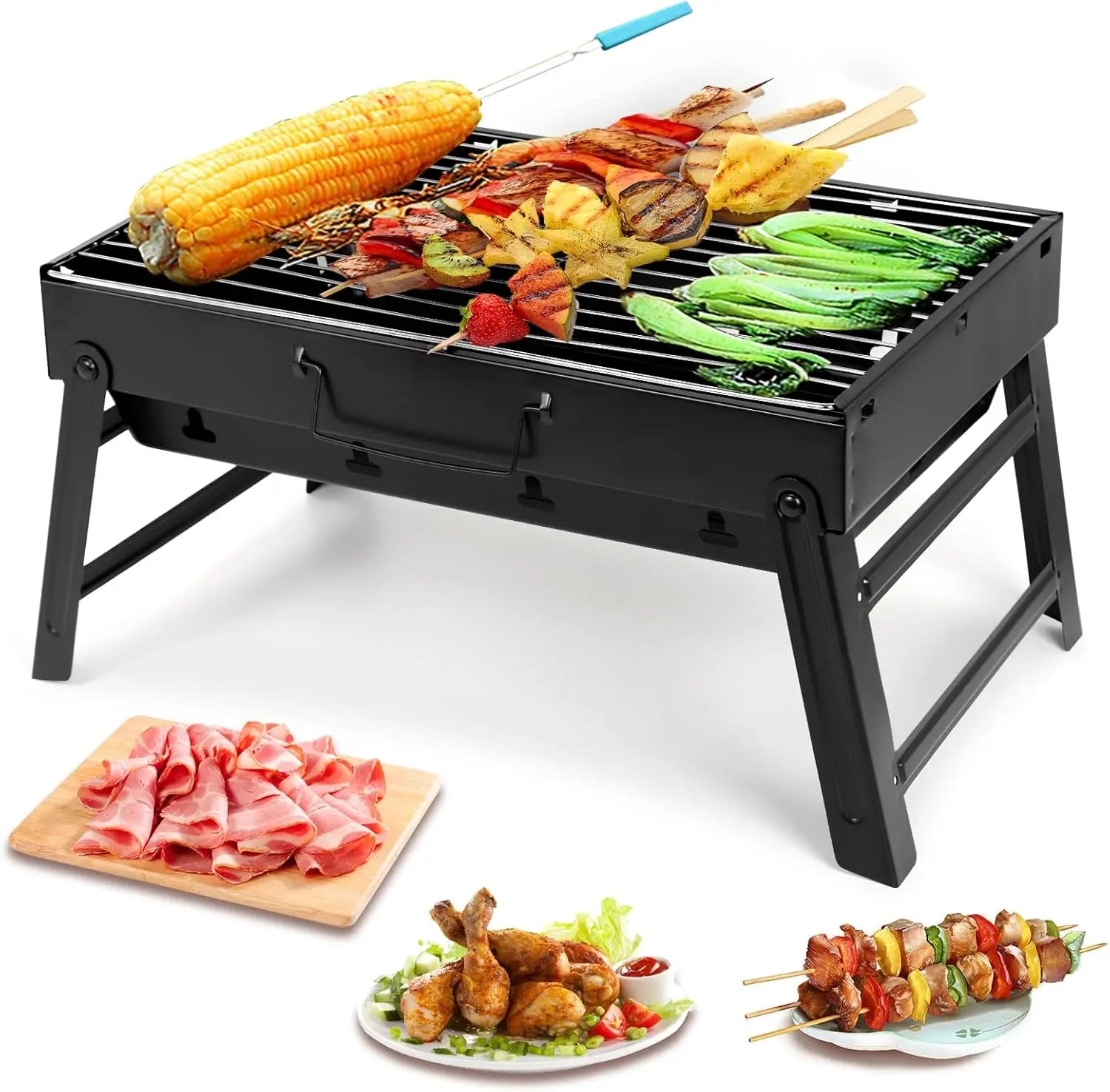 Folding Charcoal Grill, Portable Lightweight BBQ for Camping, Hiking, Picnics, Tailgating, Backpacking – Medium