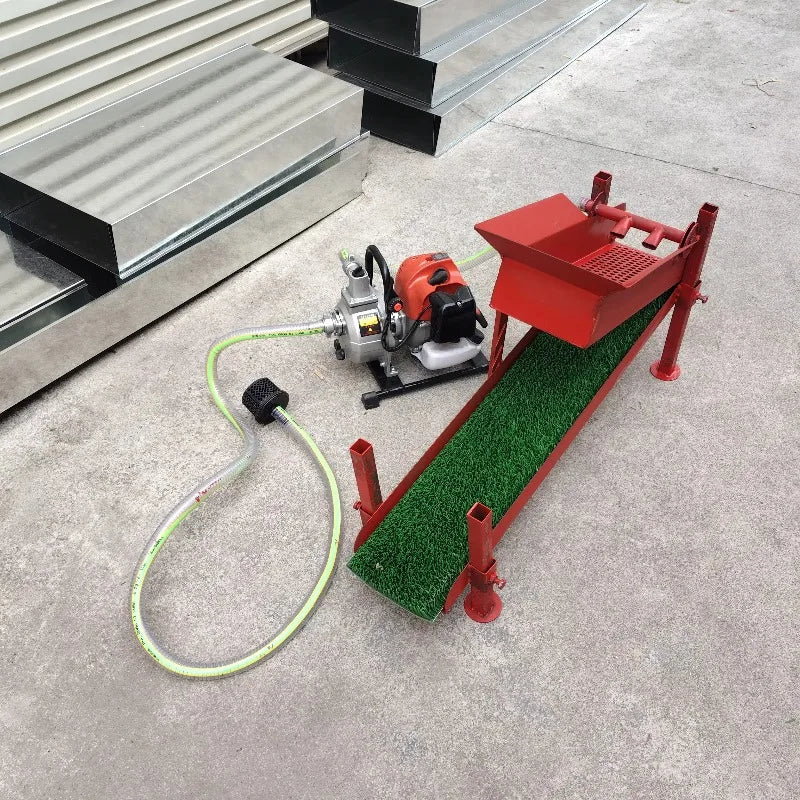 High-efficiency recovery sluice box for efficient gold panning, mining and exploration Compact and portable