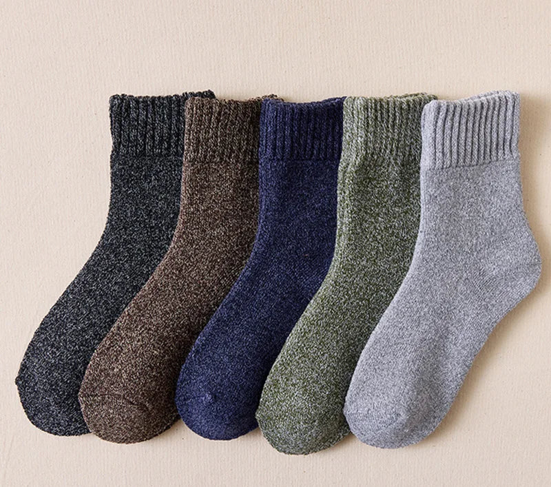 5 Pairs Winter Warm Men’s Socks thick Male Women Socks Super Thicker Solid Socks Winter Socks Against Cold Snow Terry Socks