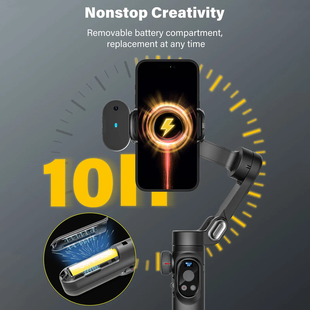 AOCHUAN Smart XPro Ai 3 Axis Smartphone Gimbal Stabilizer For iPhone And Android Smartphone Gimbal No app required to track face