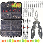140pcs/box Fishing Swivel Snaps Kit - Ball Bearing Swivels, Triple Swivel Connectors, and Barrel Snap Clips