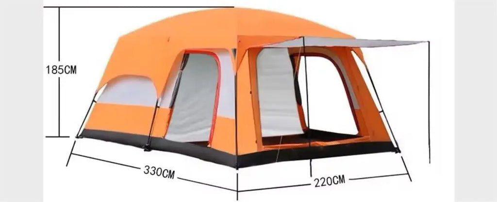 2 Bedroom 1 Hall Camping Tent 5-8 Person Double Layers Oversize Thickened Rainproof Tent Outdoor Family Camp Tour Equipment