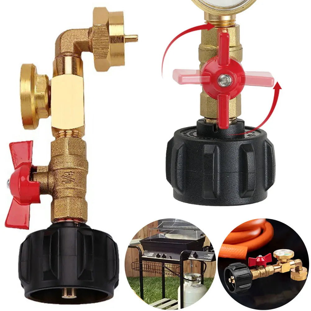 QCC1 Propane Refill Elbow Adapter with ON/Off Control Valve Propane Refill Adapter for 1 LB Propane Tank To Be Refilled