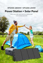 Ctolity generador de energía portatil XP1000 1800W Portable Power Station, 200W Solar Panel Opitional, Foldable Solar Generator