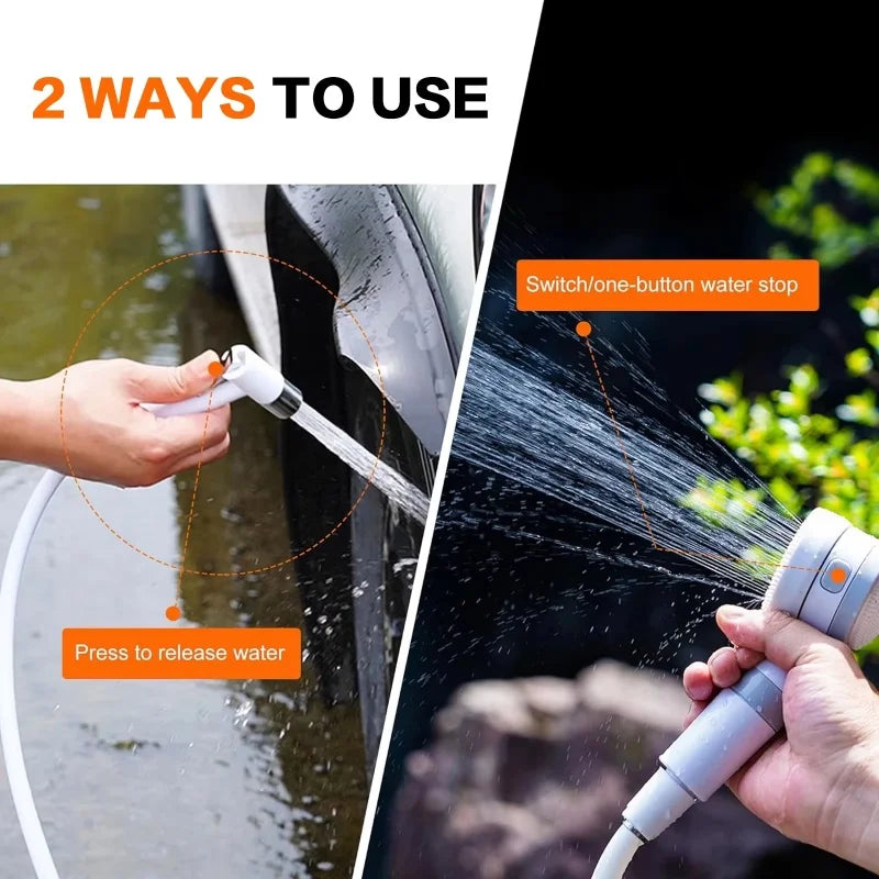 Portable Rechargeable Outdoor Shower Handheld Compact Design Gentle Flow for Car Washing Gardening Bathing Camping Travel