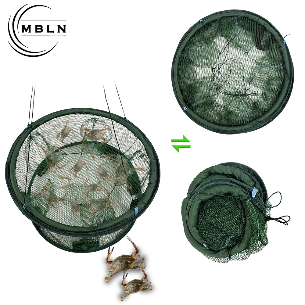 MBLN Collapsible Crab & Fish Trap (3pcs/set) 50cm Foldable Fishing Net Cage, Easy to Use, Auto-Open in Water,Portable & Reusable