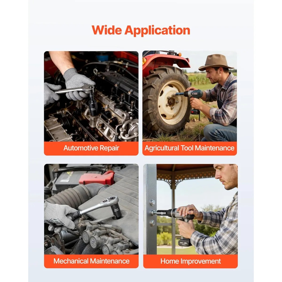 VEVOR 1/4, 3/8 & 1/2 Inch Drive Impact Socket Set, 210-Piece Full Metric/Standard with Extensions & Universal Joint, 3 Cases