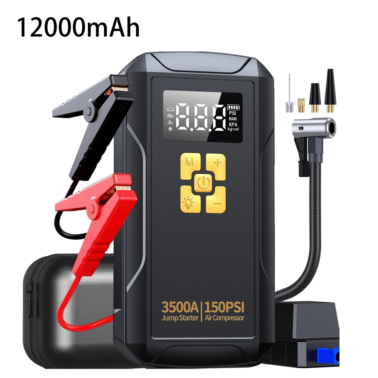 Jump Starter with Air Compressor 3500A Jump Starter 150PSI Air Pump Multifunctional Tire Inflator Power Bank Lighting for Car