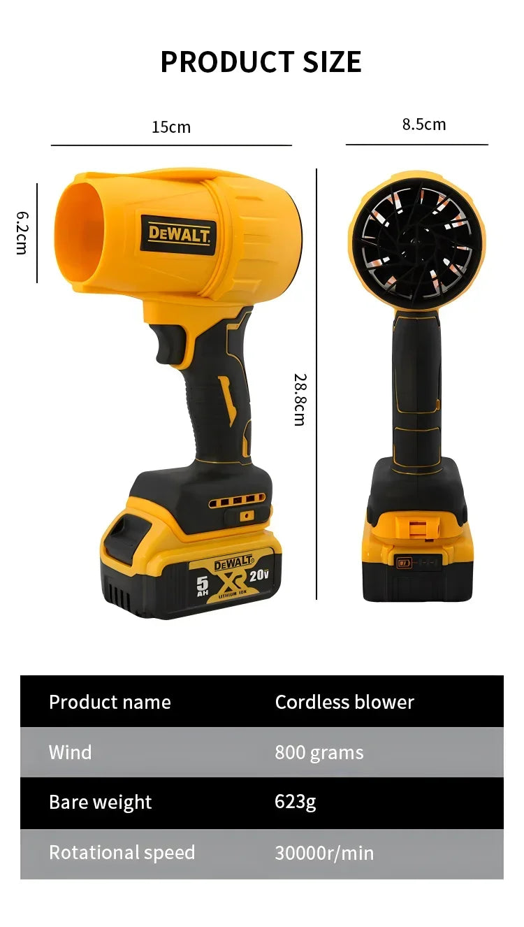 Dewalt 30000RPM Brushless Air Blower Cordless Turbo Fan Handheld Violent Fan Dryer 20V Rechargeable Dust Blowing Tool