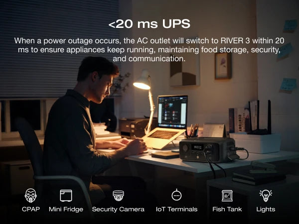 ECOFLOW RIVER 3 Portable Power Station, 230Wh LiFePO4 Battery Power Station, 300W Up to 600W AC Output