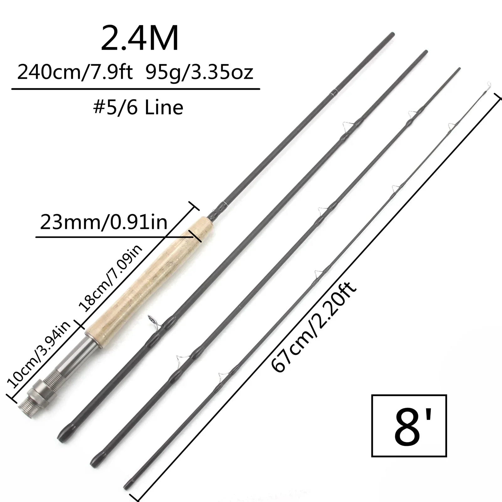 Mavllos Sneak Fishing Fly Rod 6.5ftT 8ft 9ft  Cork Handle Light Lake River 40T Carbon Fiber Fly Rod For Trout and Bass