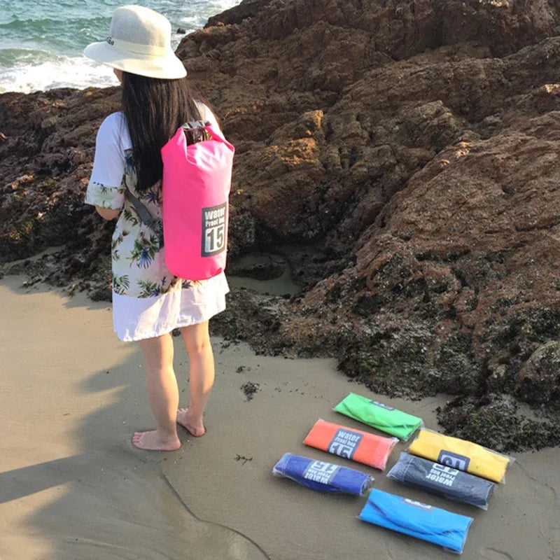 5/10/15/20/30L Waterproof Dry Bags PVC Folating Backpack For Kayaking Boating Swimming Rafting Beach Outdoor Sports Bag